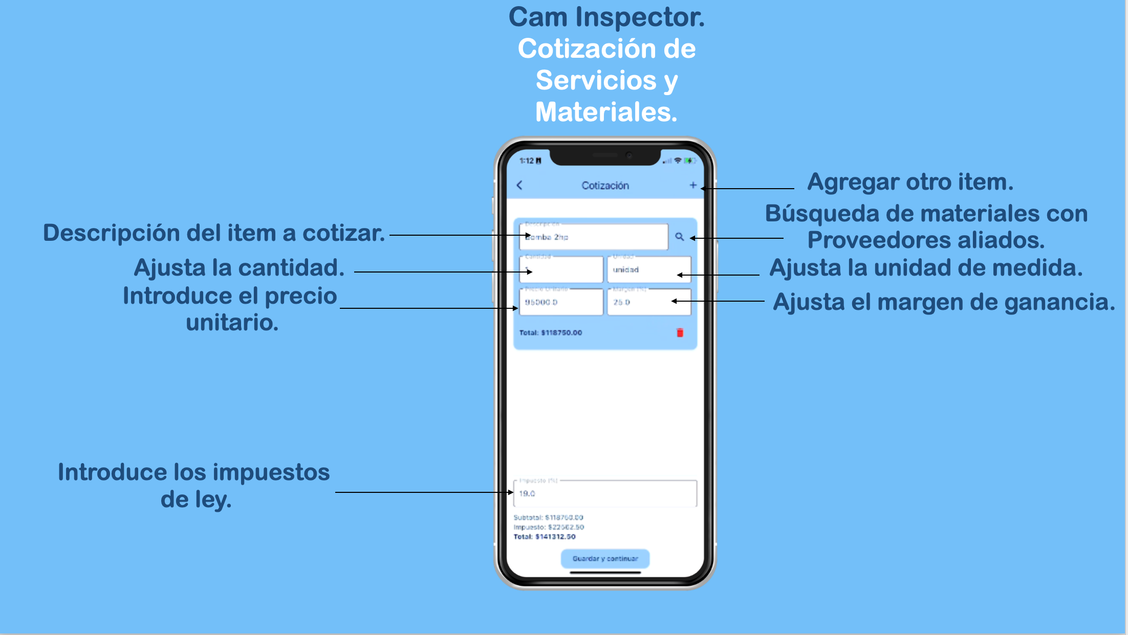 Pantalla de cotización