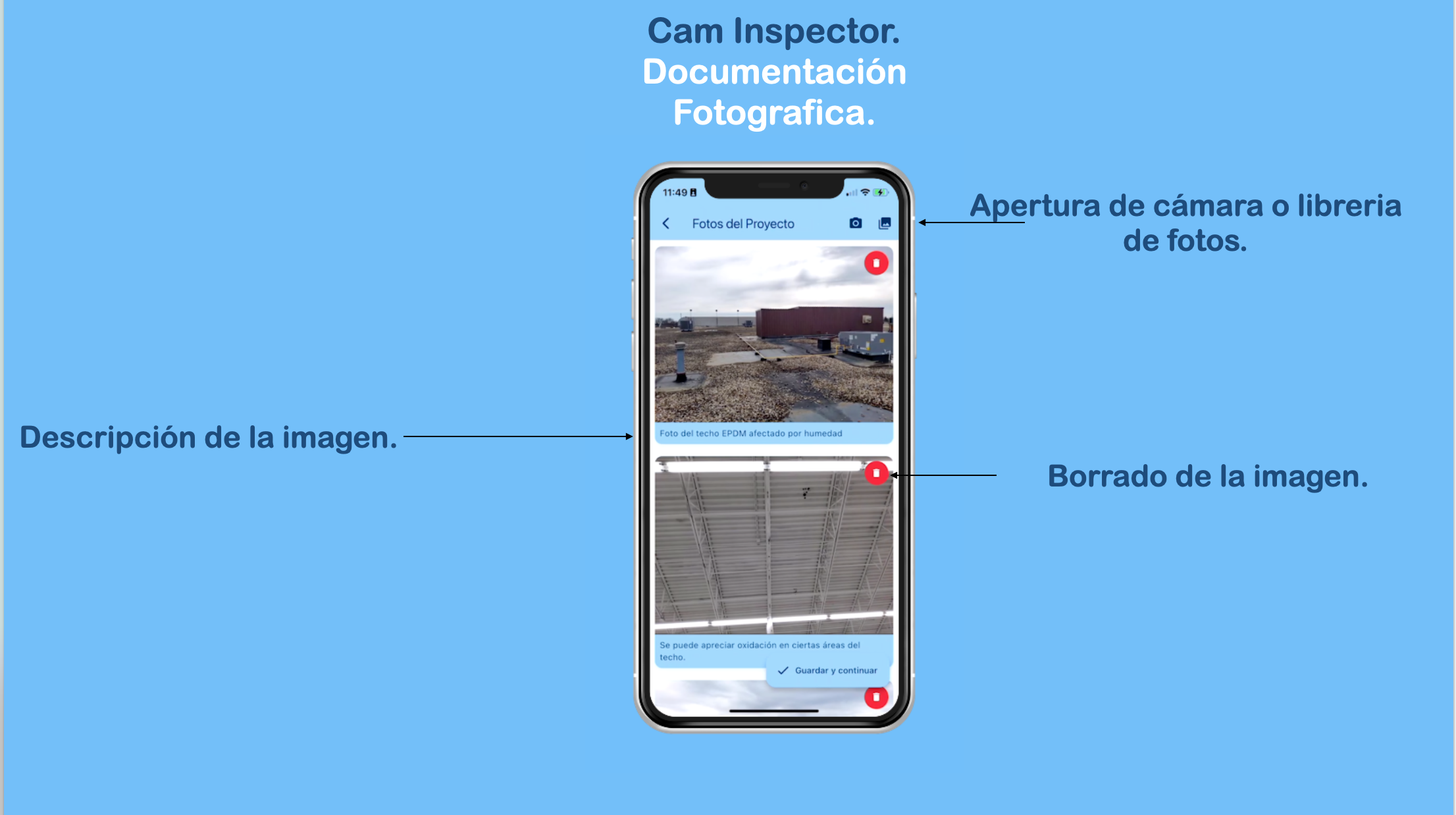 Pantalla de fotos del proyecto